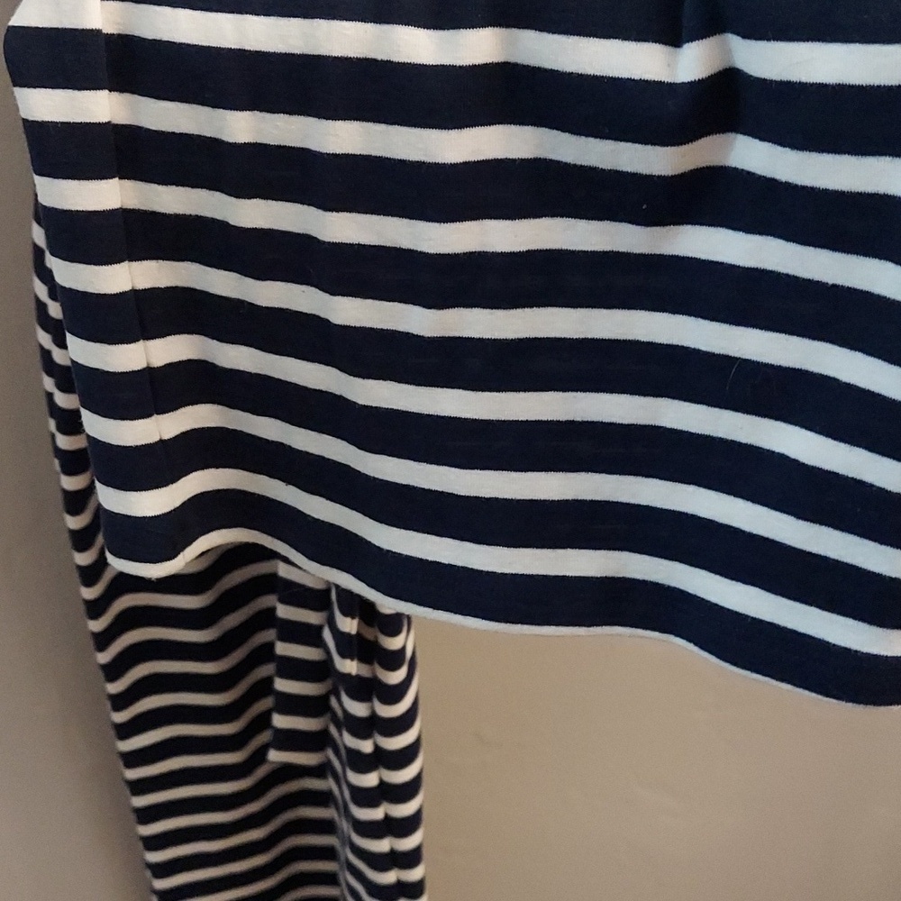 MONTEAU Navy and White Striped Sleeveless Jumper With Waist Sash - Picture 5 of 11